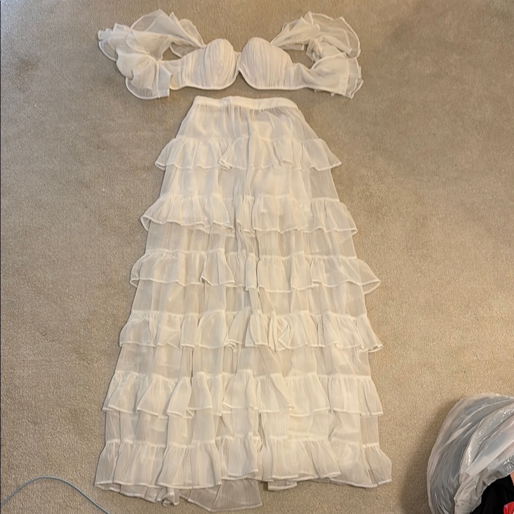 ASOS White Ruffle Maxi Dress